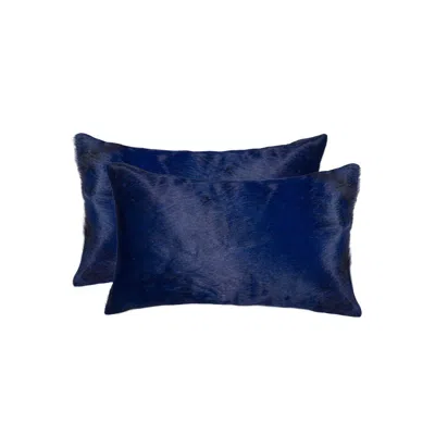 Homezia Set Of Two 12" X 20" Navy Cowhide Throw Pillow