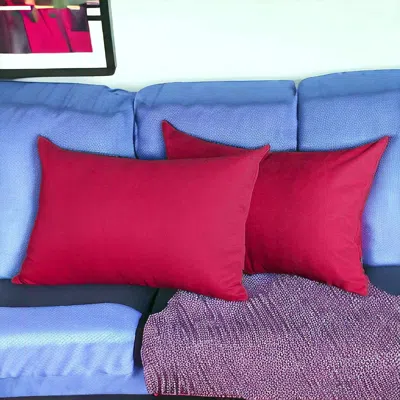 Homezia Set Of Two 12" X 20" Pink Polyester Zippered Pillow Cover In Red
