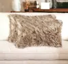 Homezia Set Of Two 12" X 20" Tan Faux Fur Throw Pillow