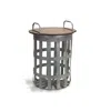 Homezia Set Of Two 16" Grey And Brown Round End Tables