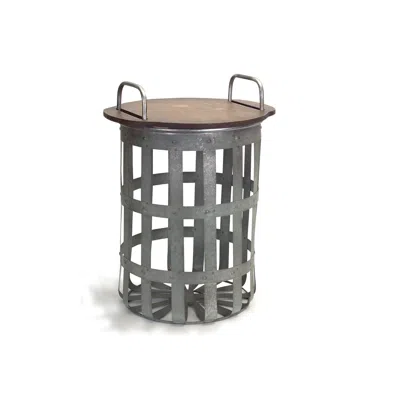 Homezia Set Of Two 16" Grey And Brown Round End Tables