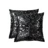 Homezia Set Of Two 18" Black And Silver Cowhide Throw Pillow