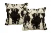 Homezia Set Of Two 18" Black And White Rabbit Natural Fur Throw Pillow