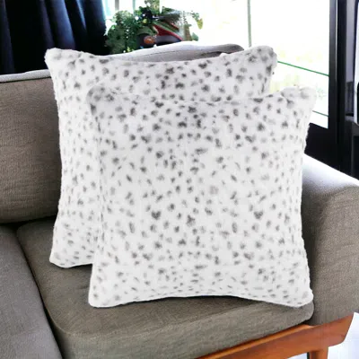 Homezia Set Of Two 18" Brown And White Faux Fur Throw Pillow