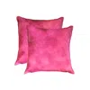 Homezia Set Of Two 18" Fuschia Cowhide Throw Pillow
