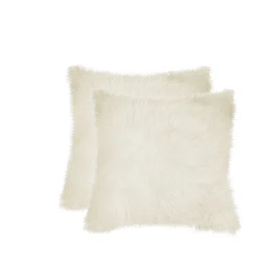 Homezia Set Of Two 18" Natural Sheepskin Throw Pillows