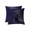 Homezia Set Of Two 18" Navy Cowhide Throw Pillow
