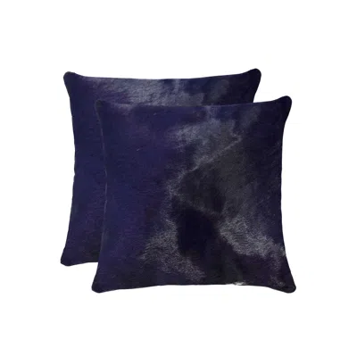 Homezia Set Of Two 18" Navy Cowhide Throw Pillow