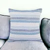 Homezia Set Of Two 18" X 18" Blue Beach Chevron Cotton Zippered Pillow