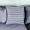 Homezia Set Of Two 18" X 18" Blue Beach Chevron Cotton Zippered Pillow