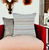 Homezia Set Of Two 18" X 18" Blue Beach Chevron Cotton Zippered Pillow