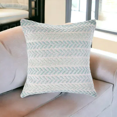 Homezia Set Of Two 18" X 18" Blue Beach Chevron Cotton Zippered Pillow In Brown