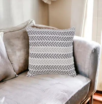 Homezia Set Of Two 18" X 18" Gray Beach Chevron Cotton Zippered Pillow