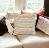 Homezia Set Of Two 18" X 18" Orange Beach Chevron Cotton Zippered Pillow