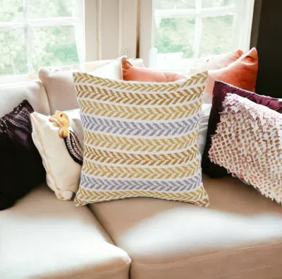 Homezia Set Of Two 18" X 18" Orange Beach Chevron Cotton Zippered Pillow