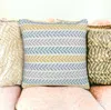 Homezia Set Of Two 18" X 18" Yellow Beach Chevron Cotton Zippered Pillow