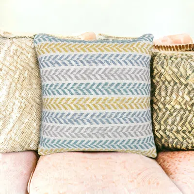 Homezia Set Of Two 18" X 18" Yellow Beach Chevron Cotton Zippered Pillow