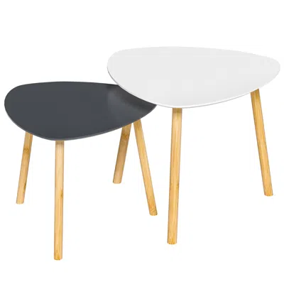 Homezia Set Of Two 22" Natural And Gray And White Nested Tables In Multi