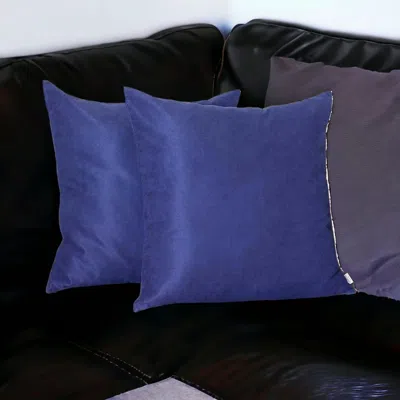 Homezia Set Of Two 22" X 22" Navy Blue Polyester Zippered Pillow Cover