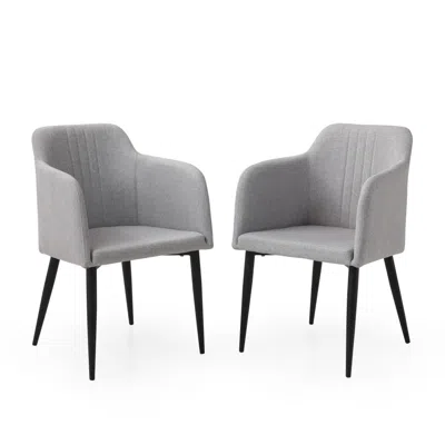 Homezia Set Of Two 23" Light Gray And Black Upholstered Arm Chair