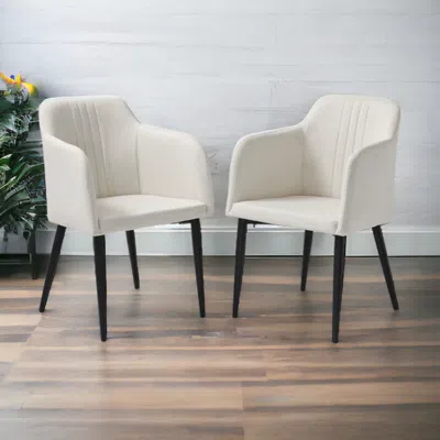 Homezia Set Of Two 23" Off White And Black Upholstered Arm Chair