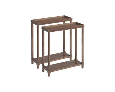 Homezia Set Of Two 24" Brown Wood Rectangular End Tables With Shelf