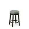 Homezia Set Of Two 24" Gray And Espresso Faux Leather And Solid Wood Swivel Backless Counter Height Bar Chai