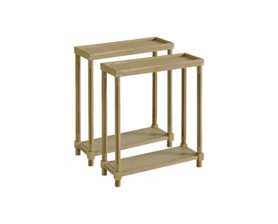 Homezia Set Of Two 24" Oak Brown Wood Rectangular End Tables With Shelf