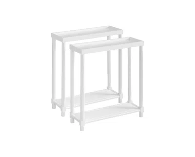 Homezia Set Of Two 24" White Wood Rectangular End Tables With Shelf
