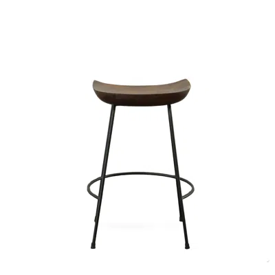 Homezia Set Of Two 25" Chestnut And Black Steel Backless Counter Height Bar Chairs