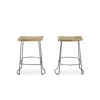 Homezia Set Of Two 25" Natural And Black Steel Backless Counter Height Bar Chairs