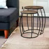 Homezia Set Of Two 26" Black And Brown Solid Wood Round End Table