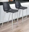 Homezia Set Of Two 26" Black And Silver Steel Low Back Counter Height Bar Chairs