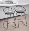 Homezia Set Of Two 26" Gray And Black Fabric And Metal Low Back Counter Height Bar Chairs