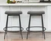 Homezia Set Of Two 26" Gray And Black Faux Sherpa And Metal Backless Counter Height Bar Chairs