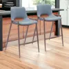 Homezia Set Of Two 26" Gray And Brown Steel Low Back Counter Height Bar Chairs