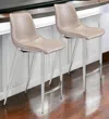 Homezia Set Of Two 26" Gray And Silver Steel Low Back Counter Height Bar Chairs