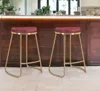 Homezia Set Of Two 26" Red And Gold Stainless Steel Backless Counter Height Bar Chairs