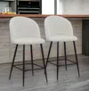 Homezia Set Of Two 26" White And Black Metal Low Back Counter Height Bar Chairs