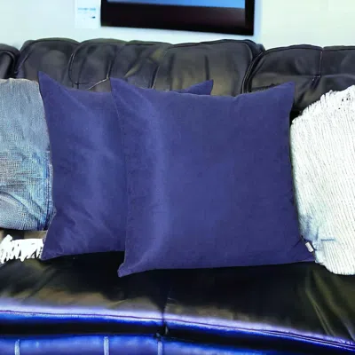 Homezia Set Of Two 26" X 26" Navy Blue Polyester Zippered Pillow Cover
