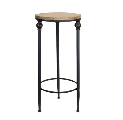 Homezia Set Of Two 27" Black And Brown Round End Tables