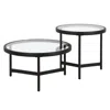 Homezia Set Of Two 30" Black Glass And Steel Round Nested Coffee Tables