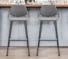 Homezia Set Of Two 30" Light Gray And Black Steel Low Back Bar Height Bar Chairs