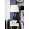 Homezia Set Of Two 31" Black And White Glass Table Lamps With White Empire Shade