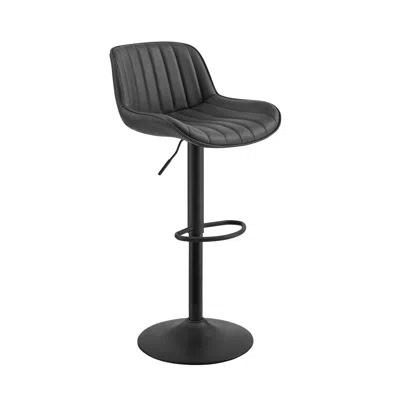 Homezia Set Of Two 31" Black Faux Leather And Steel Swivel Low Back Adjustable Height Bar Chairs