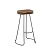 Homezia Set Of Two 31" Chestnut And Black Steel Backless Bar Height Bar Chairs