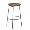 Homezia Set Of Two 31" Chestnut And Black Steel Backless Bar Height Bar Chairs