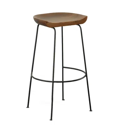 Homezia Set Of Two 31" Chestnut And Black Steel Backless Bar Height Bar Chairs In Blue