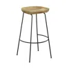 Homezia Set Of Two 31" Natural And Black Steel Backless Bar Height Bar Chairs