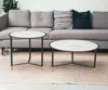 Homezia Set Of Two 32" Black And White Faux Marble Glass Round Coffee Tables